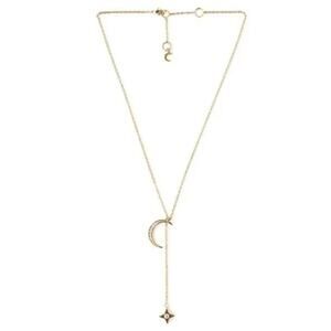 LILI CLASPE Gold Plated Rope The Moon Necklace Lariat New in Box